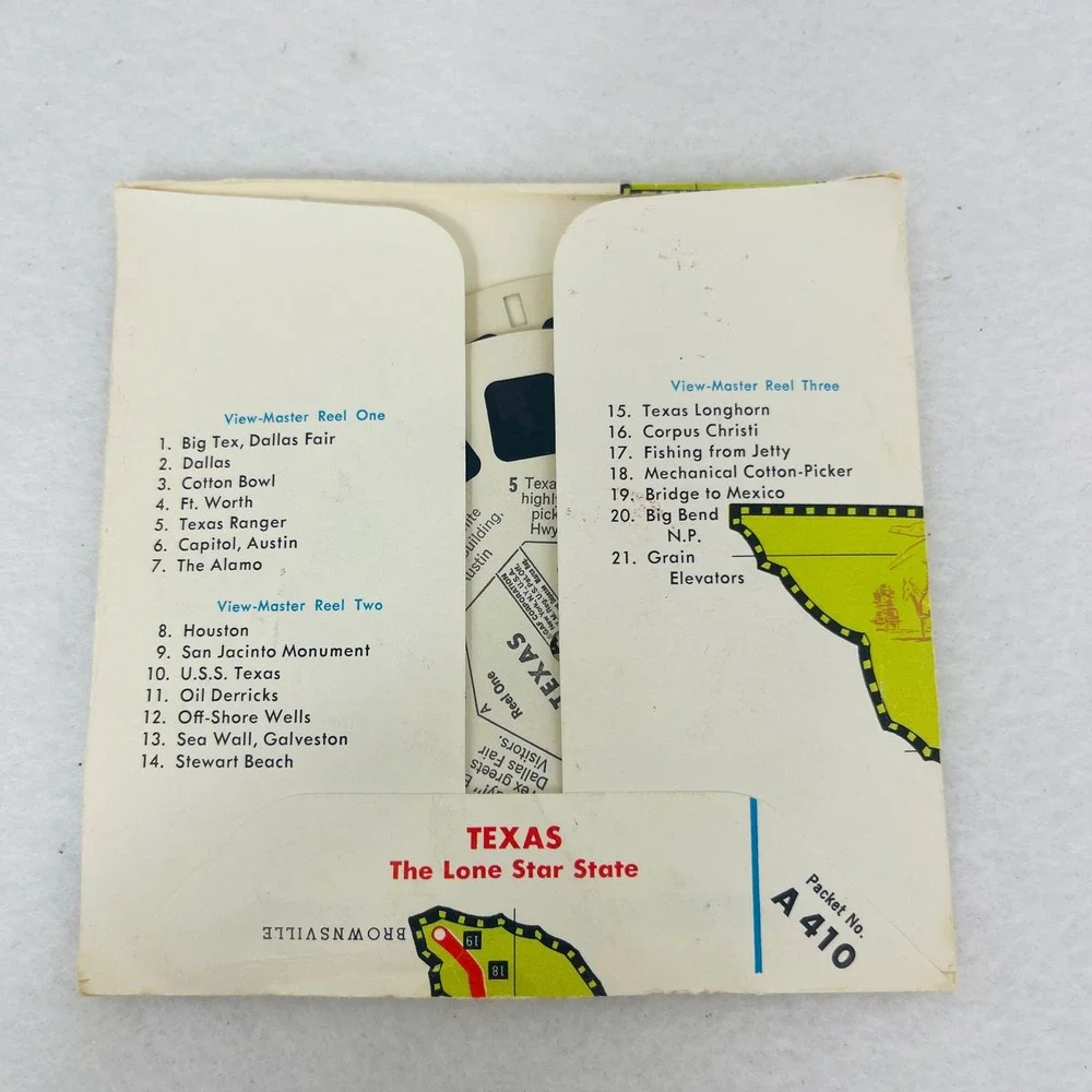 Vintage GAF View-Master Guided Picture Tour of Texas 3 Reel Set A 410 Booklet